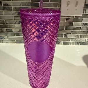 Purple Tumbler with Straw